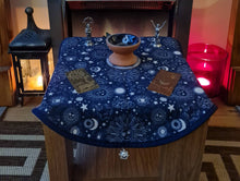 Load image into Gallery viewer, Circular Altar Cloth, Celestial/Sun/Moon/Stars/Galaxy
